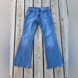 VTG 90s LEVIS 514 Superlow Flared Faded USA Made Blue 7 Junior Denim Hippy Jeans